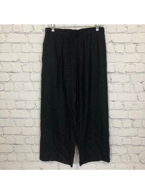 IC Connie K Wide Leg 100% Linen Pants Size M Black